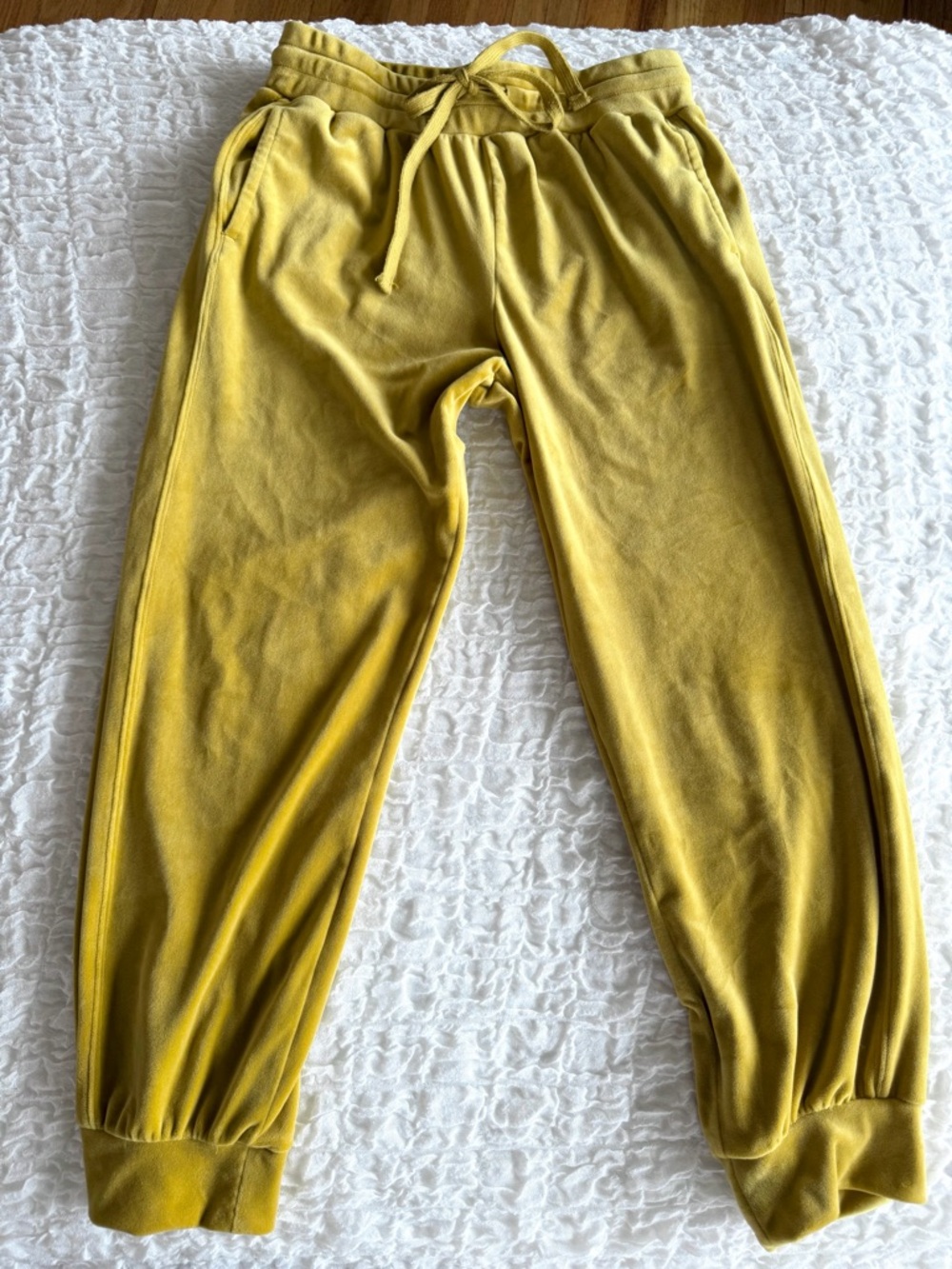 Anthro Saturday Sunday Merida Velvet Joggers Gold Medium - Picture 2 of 9